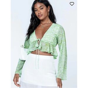 Princess Polly Zenith Long Sleeve Semi-Sheer Crop Top